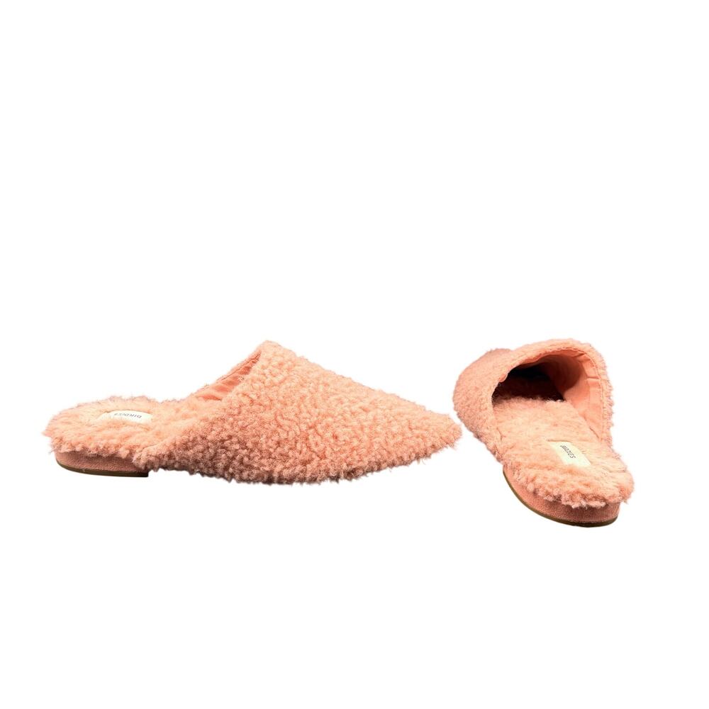 Birdies Pink Sherpa Mule Slippers Size 8 Pointed Toe Flats